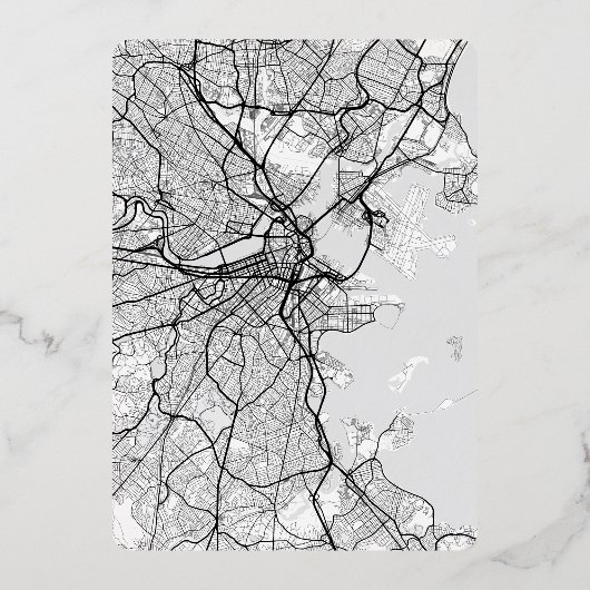 Boston Love Locator | Stadskaart Opslaan datum Folie Uitnodiging (Achterkant)