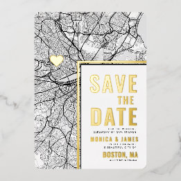Boston Love Locator | Stadsplattegrond Save the Da Folie Uitnodiging