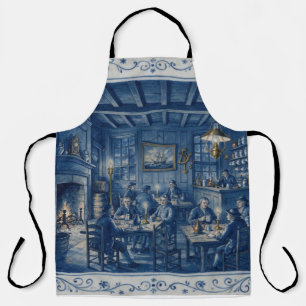 Boston MA 1700's Koffiehuis Delft Blauwe Kunst Schort