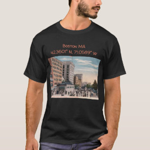 Boston MA Map Coordinates  Style T-shirt