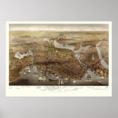 Boston, MA Panoramic Map - 1873 Poster (Voorkant)