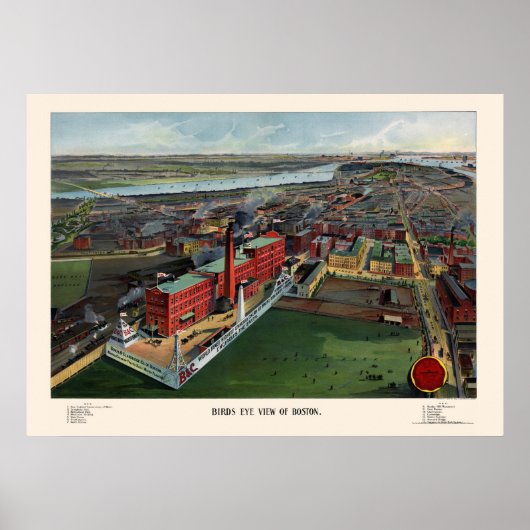 Boston, MA Panoramic Map - 1902 Poster (Voorkant)
