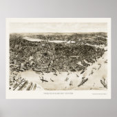 Boston, MA Panoramic Map - 1905 Poster (Voorkant)
