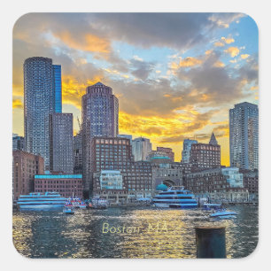 Boston, MA silhouet, Vierkante Sticker