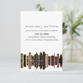 Boston Ma Skyline Cityscape Wedding Invitation Kaart (Staand voorkant)