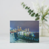 boston ma skyline ' s nachts briefkaart (Staand voorkant)
