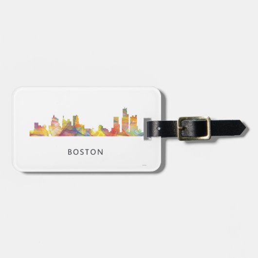 BOSTON MASS. SKYLINE WB1- BAGAGELABEL (Voorkant horizontaal)