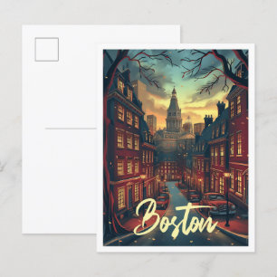 Boston massachuset  Kunst Reizen Illustratie Briefkaart