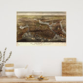 Boston Massachusetts 1873 Antiek Panorama Poster (Keuken)