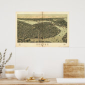 Boston Massachusetts 1899 Antiek Panoramic Map Poster (Keuken)
