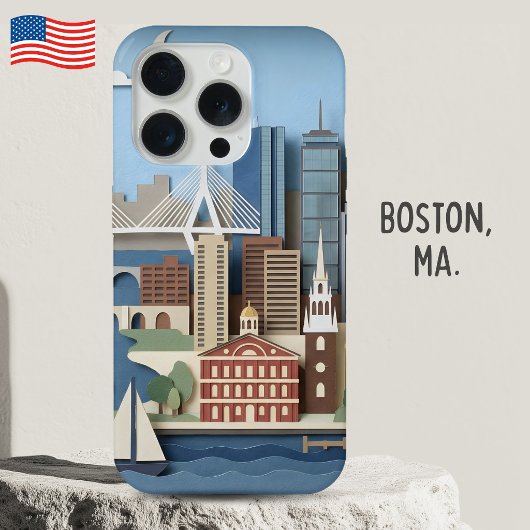 Boston Massachusetts America Layered Paper Art iPhone Hoesje