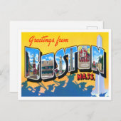 Boston, Massachusetts  Big Letters Briefkaart (Voorkant / Achterkant)
