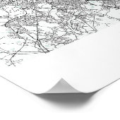 Boston Massachusetts Blue Water Street Map Poster (Hoek)