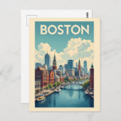Boston Massachusetts Briefkaart (Voorkant / Achterkant)