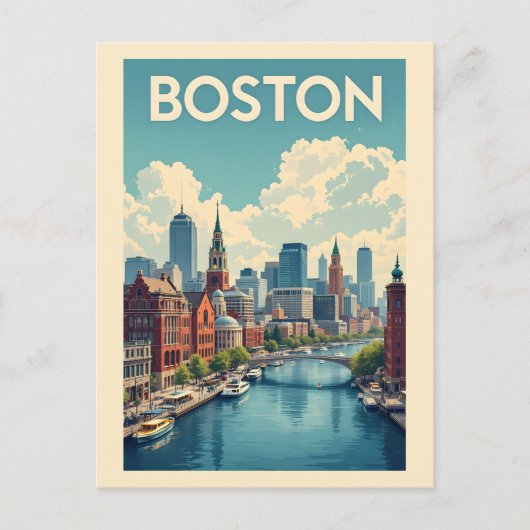 Boston Massachusetts Briefkaart (Voorkant)