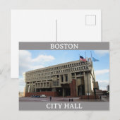 Boston Massachusetts City Hall Travel Briefkaart (Voorkant / Achterkant)