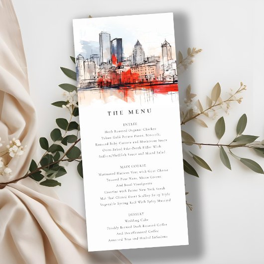 Boston Massachusetts City Scape Mariage Carte menu