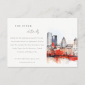 Boston Massachusetts City Scape Wedding Details Informatiekaartje (Voorkant)