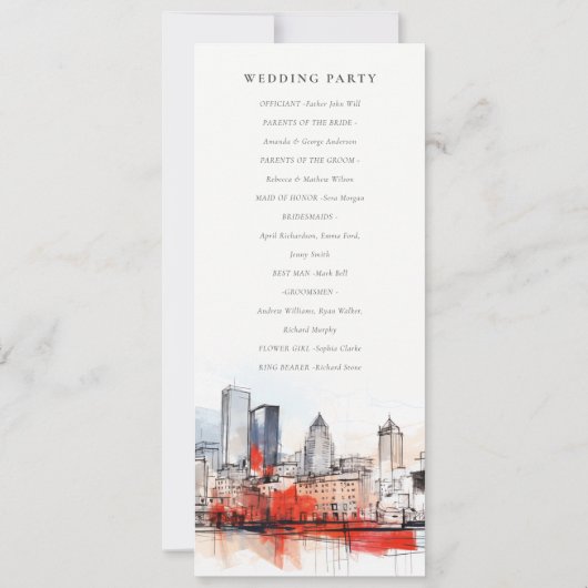 Boston Massachusetts City Scape Wedding Programma (Achterkant)