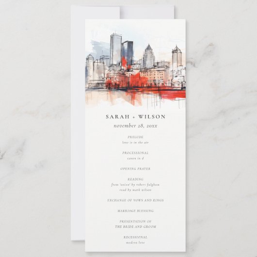 Boston Massachusetts City Scape Wedding Programme (Devant)
