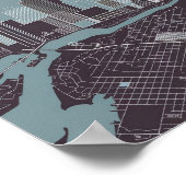 Boston Massachusetts City Skyline Avec Poster Cart (Coin)