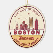 Boston Massachusetts City Skyline Emblem Keramisch Ornament (Links)