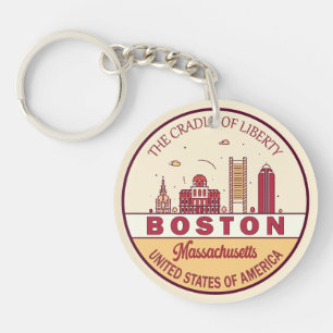 Boston Massachusetts City Skyline Emblem Sleutelhanger
