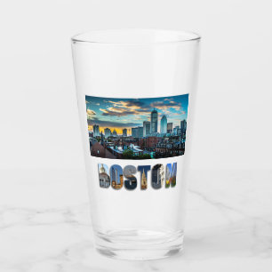 Boston Massachusetts City Skyline Foto Beer Pint Glas