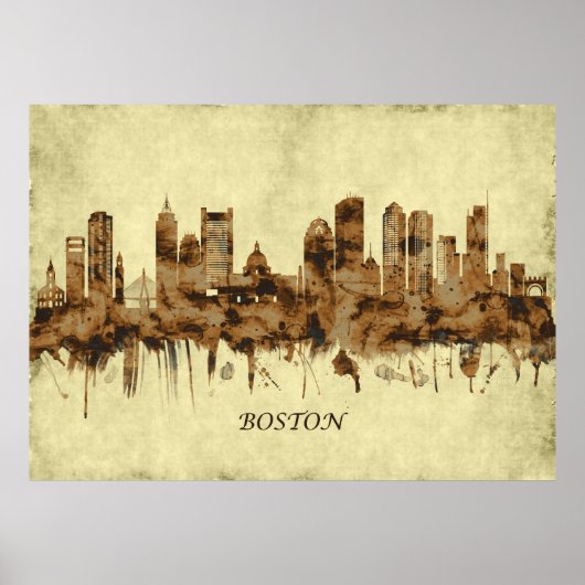 Boston Massachusetts Cityscape Poster (Voorkant)
