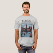  Boston Massachusetts Cityscape & Zeilboten T-shirt (Voorkant volledig)