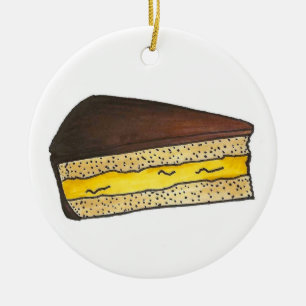 Boston Massachusetts Cream Pie Slice Dessert Keramisch Ornament