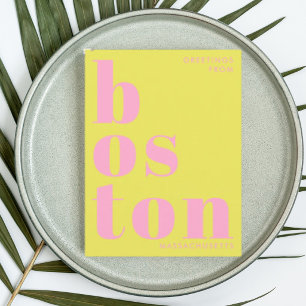 Boston Massachusetts gele roze ansichtkaart Briefkaart