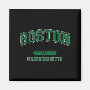 Boston Massachusetts Gesticht 1630 Vintage Sport Magneet