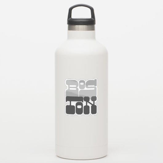 Boston Massachusetts Gray Bubble Letter Sticker (Waterfles)