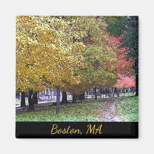 Boston, Massachusetts Herfst Foliage Comic Art Magneet