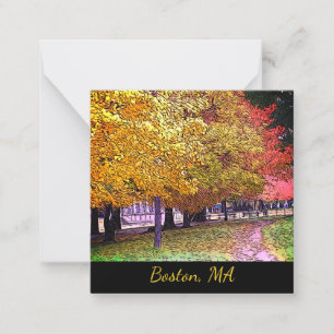 Boston, Massachusetts Herfst Foliage Notitiekaartje