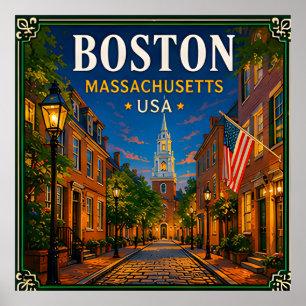 🍁 Boston Massachusetts Historisch Bezoek 🍁 Poster