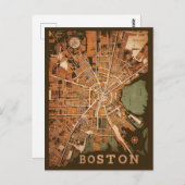  Boston Massachusetts kaart, Boston kaart (Voorkant / Achterkant)