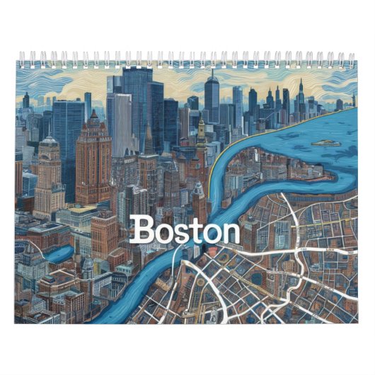  Boston Massachusetts kaart, Boston kaart Kalender (Hoes)