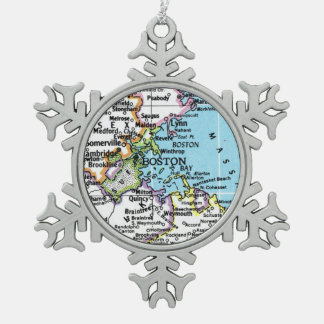 Boston, Massachusetts Kaart Kerst Ornament