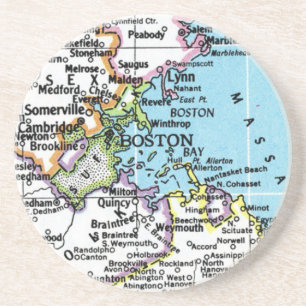 Boston, Massachusetts  kaart Sandstone Zandsteen Onderzetter