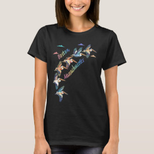 Boston Massachusetts Kleurrijke Stropdas-Dye Pelic T-shirt