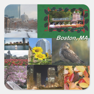 Boston, Massachusetts Photo Collage Vierkante Sticker