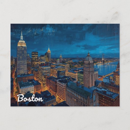 Boston Massachusetts Skyline Art Briefkaart (Voorkant)