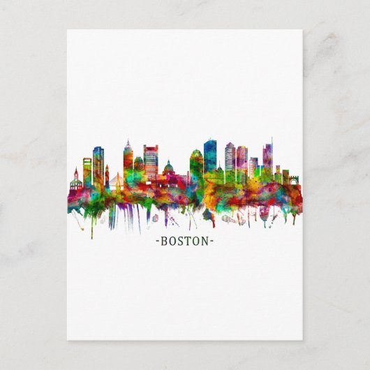 Boston Massachusetts Skyline Feestdagenkaart (Voorkant)