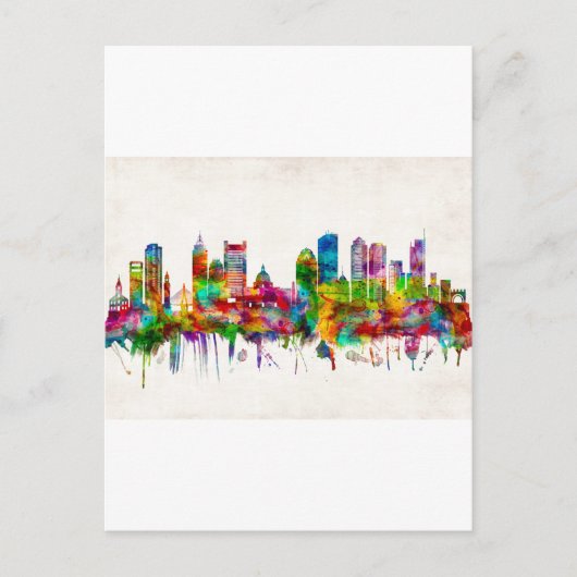 Boston Massachusetts Skyline Feestdagenkaart (Voorkant)