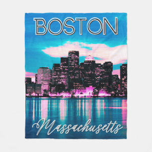 Boston Massachusetts Skyline Fleece Deken