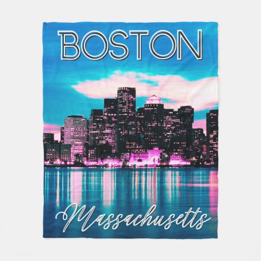 Boston Massachusetts Skyline Fleece Deken (Voorkant)