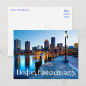 Boston Massachusetts Skyline op Sunset Post Card Briefkaart (Voorkant / Achterkant)