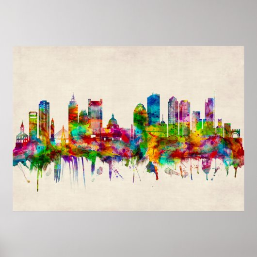 Boston Massachusetts Skyline Poster (Voorkant)